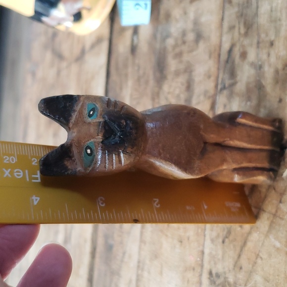 Vintage Mid Century Hand Carved wood Cat 4" tall - Picture 6 of 6